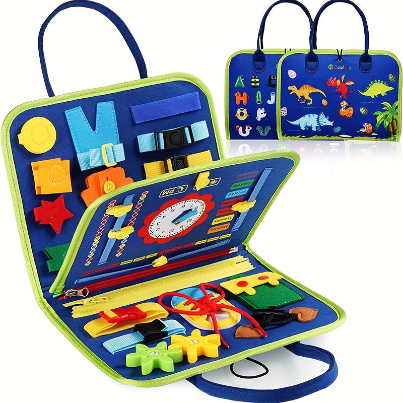 Busy Board Montessori Toy Develop Fine Motor Skills & Educational Puzzle Sensory Development - Perfect Travel Toy For Planes & Cars - Great Christmas And Halloween Gift