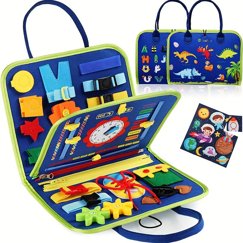 Busy Board Montessori Toy Develop Fine Motor Skills & Educational Puzzle Sensory Development - Perfect Travel Toy For Planes & Cars - Great Christmas And Halloween Gift