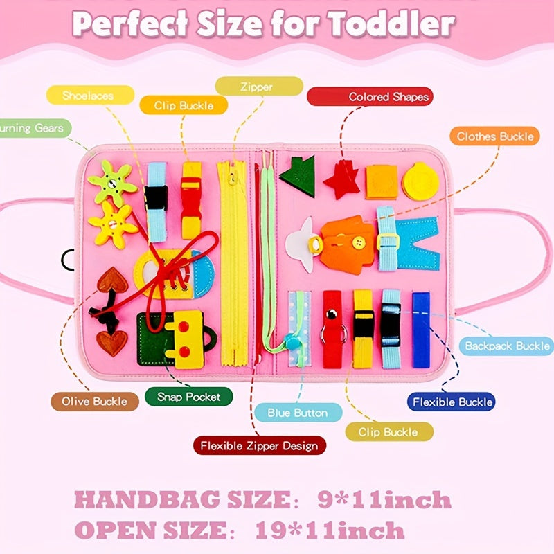 Busy Board Montessori Toy Develop Fine Motor Skills & Educational Puzzle Sensory Development - Perfect Travel Toy For Planes & Cars - Great Christmas And Halloween Gift