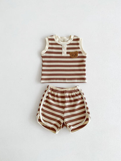 Nova Beach Bear - Streepjes T-Shirt & Korte Broek