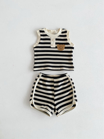 Nova Beach Bear - Streepjes T-Shirt & Korte Broek